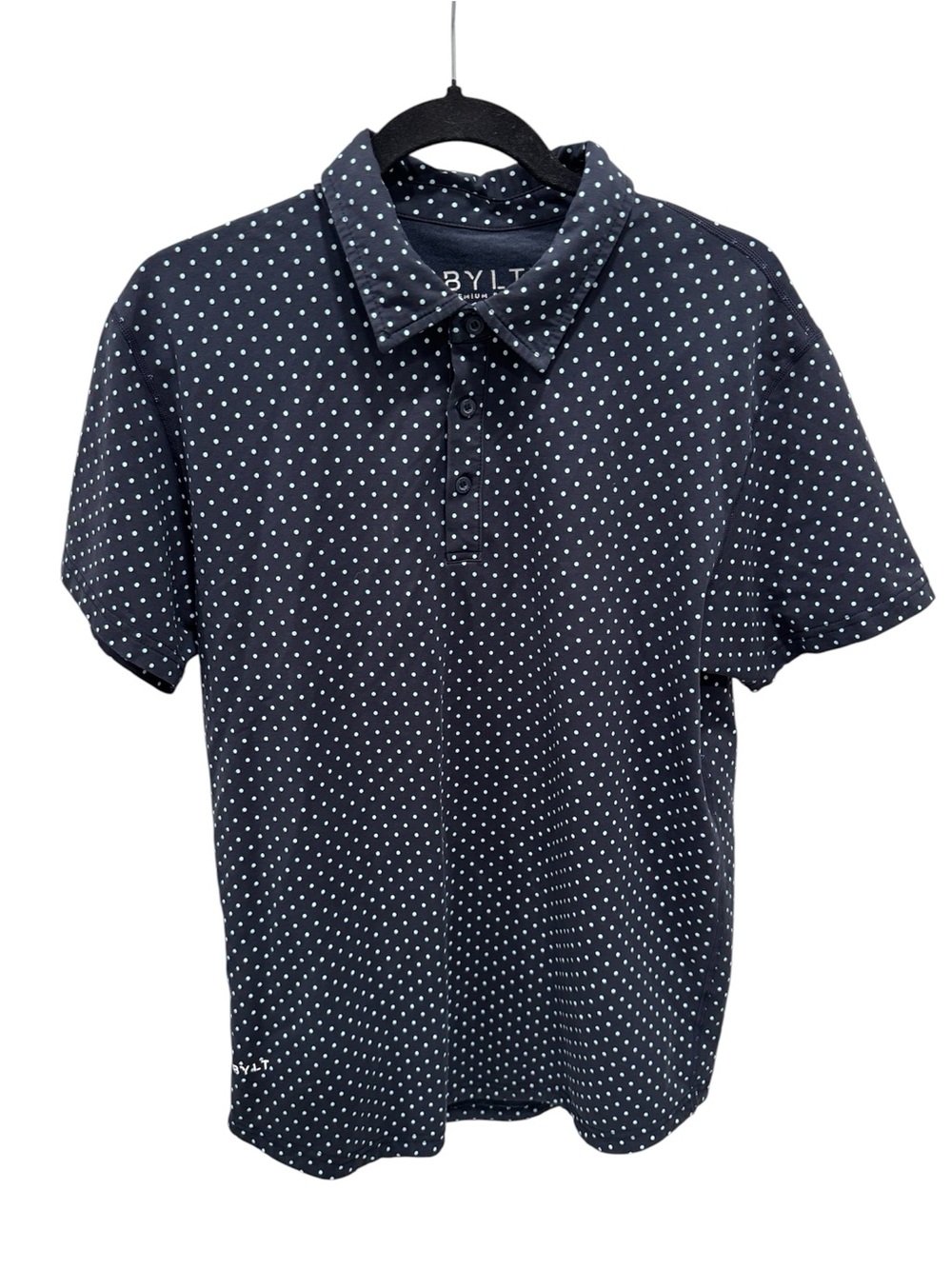 BYLT Drop Cut Short Sleeve Lux Navy Polka Dot Polo Men's Size Medium